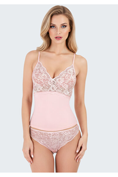 LUW 8630 Σετ με δαντέλα 2 τεμαχίων σε χρώμα πούδρας