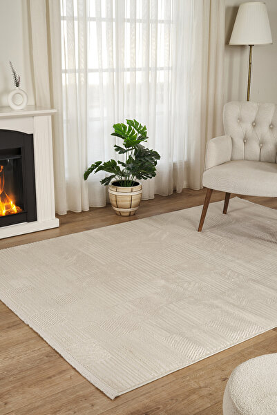 Konfor Halı Marla 2001 Krem Hav Toz Vermez Salon Mutfak Koridor Oturma Odası Yolluk Halı Makine Halısı