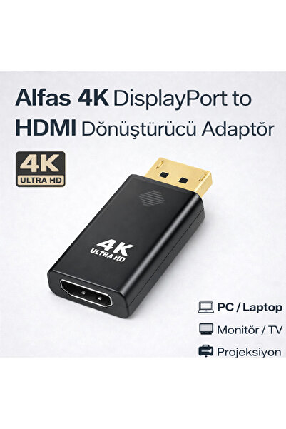 ALFAS Ultra Hd 4K Displayport to HDMI Converter Adapter Plug Play Tv Monitor Projection