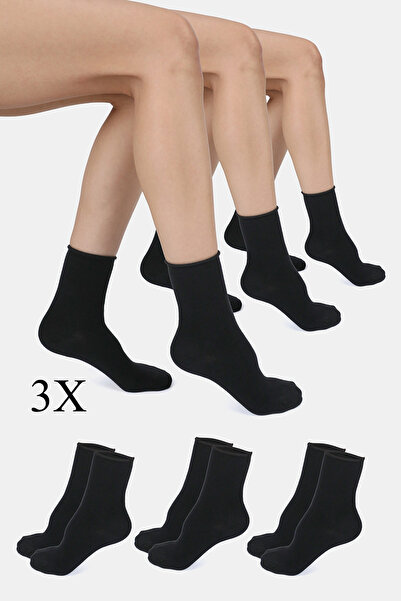 ERENART Bamboo Women's Elastic-Free Black Socks Stitch-Free Premium Socks 3-P...