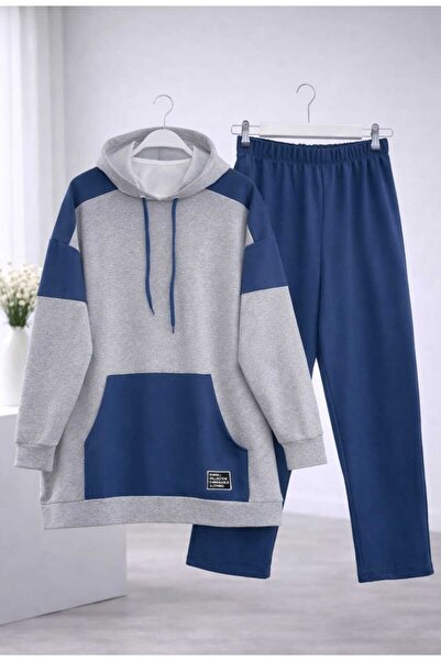 MODA VEDAT Women's Double Color K Hooded Double Set -0045