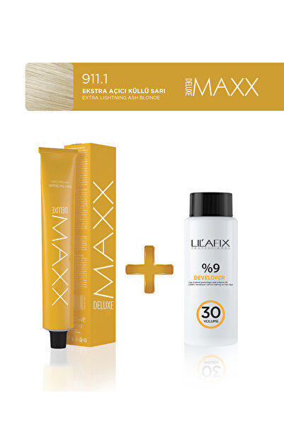 MAXX DELUXE Tüp Saç Boyası 100 ml 30V Oksidan 911.1 Ekstra Açıcı Küllü Sarı