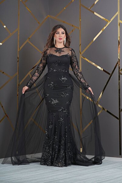 Matik Abiyem Özel Simli Flok Baskılı Dantel Tasarım Elbise