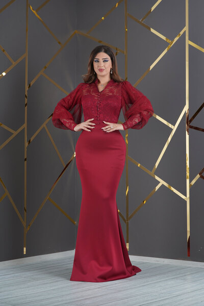 Matik Abiyem Kadın Üstü Likralı Dantel Altı Scuba Elbise