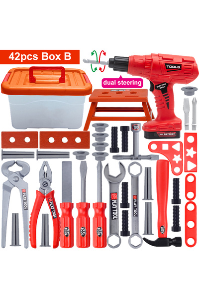 Choice3 مجموعة أدوات للأطفال مكونة من 42 قطعة من الصندوق B مع مثقاب كهربائي ل...