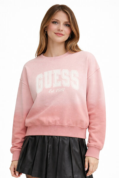 Guess Pamuklu Relaxed Fit Bisiklet Yaka Logolu W4BQ10KBY51