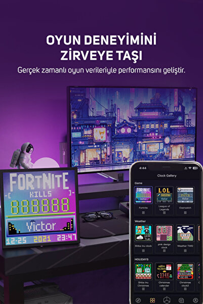 DIVOOM Pixoo-64 App Kontrollü Wifi Animasyonlu 64x64 Piksel LED Ekran Resim Çerçevesi-Abone Sayacı