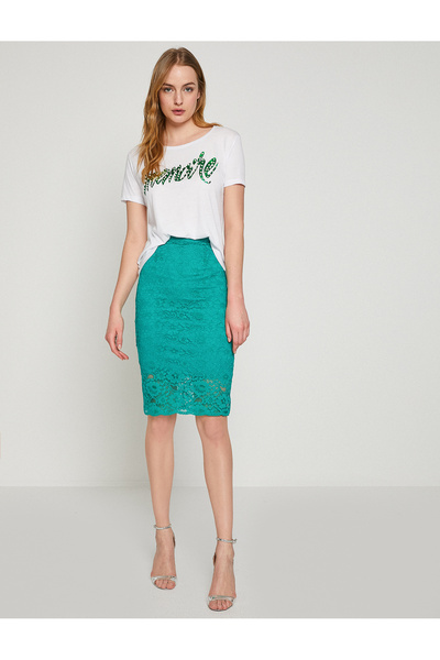 Koton Δαντελωτή Λεπτομερής Φούστα