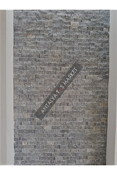 ANTALYA TAŞ MARKET Loft Gri Patlatma Taş 2,3x4,8 Fileli Patlatma Taş / Tv Ünite Arkasına Doğal Taş Dekorasyon
