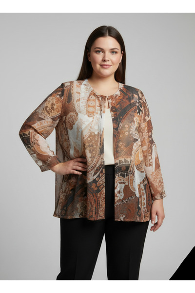 MAXLEVEL MODA سترة شيفون كبيرة الحجم