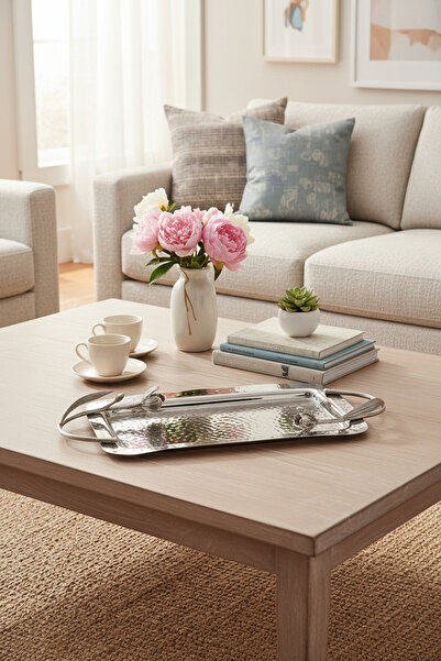 Cornella Tavă decorativă florală argintie mică