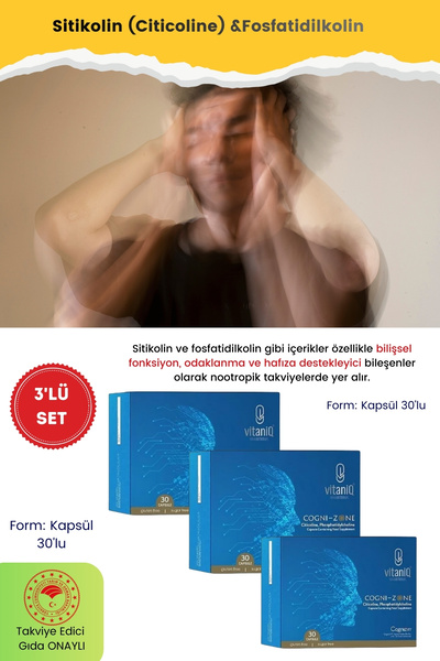 VITANIQ Cognizone Sitikolin (Citicoline) & Fosfatidilkolin İçerikli Nootropik...