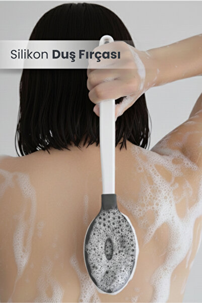 Orvila Silikon Çift Taraflı Duş Ve Masaj Fırçası - Saplı Vücut Temizlenme Fır...