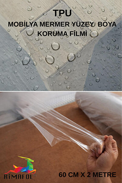 RİMAFOL Mobilya Mermer Yüzey Boya TPU Koruma Filmi 60 CM X 2 METRE