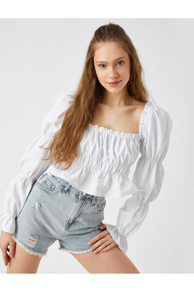 Koton Μπλούζα με μπαλόνι με τετράγωνο λαιμό