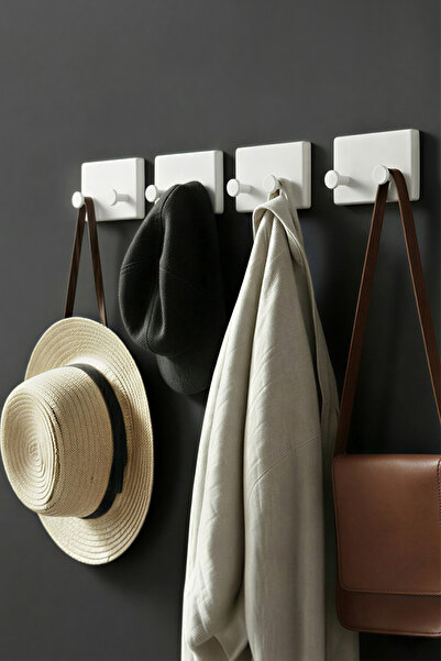 ATA HOME 4 'lü Yapışkanlı Banyo Ve Mutfak Askılık Kırılmayan Askı Kolay Monta...