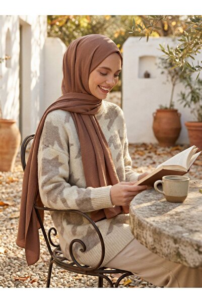 Tuva Şal Şal de jazz maro creponat pentru femei, cafea cu lapte 8 pânză 7879441