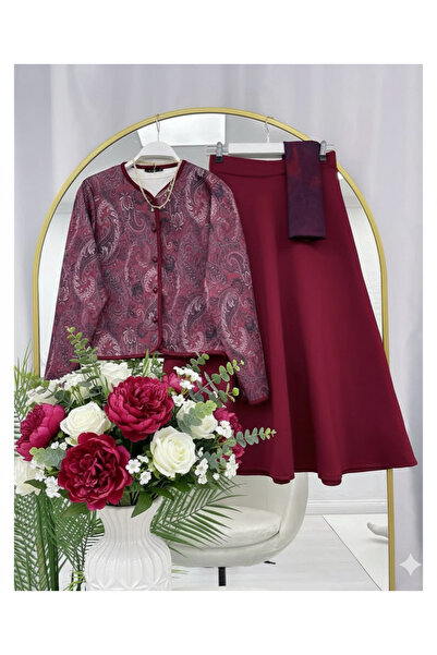 modasindoma costum cu fustă cu imprimeu etnic pentru femei