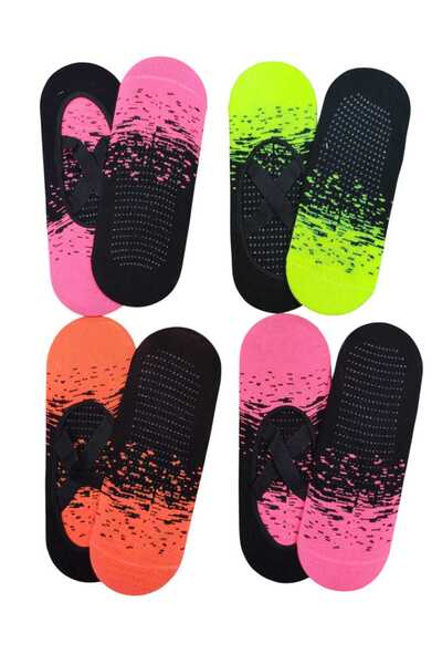 erceys Дамски чорапи за йога, цветни, с неплъзгащи се подметки, 4 чифта