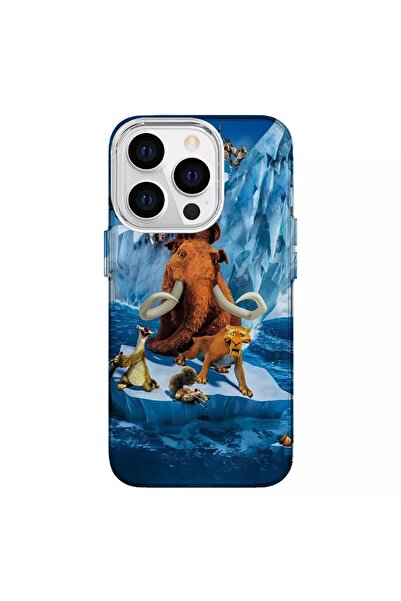 Turkuaz iPhone 14 Pro Compatible Ice Age Design Luxury Silicone Case