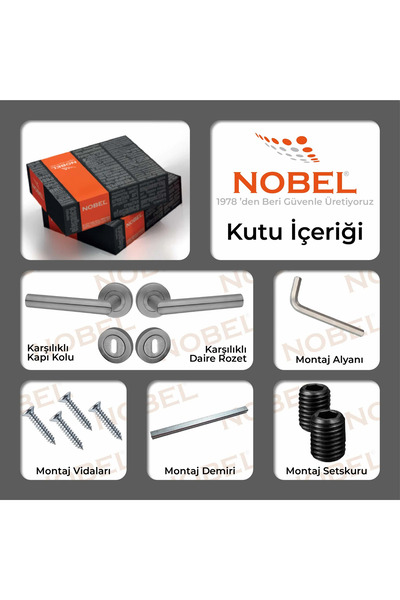 Nobel Çorlu Kapı Kolu Paslanmaz Saten Daire Rozetli Oda Ss 304 Kalite