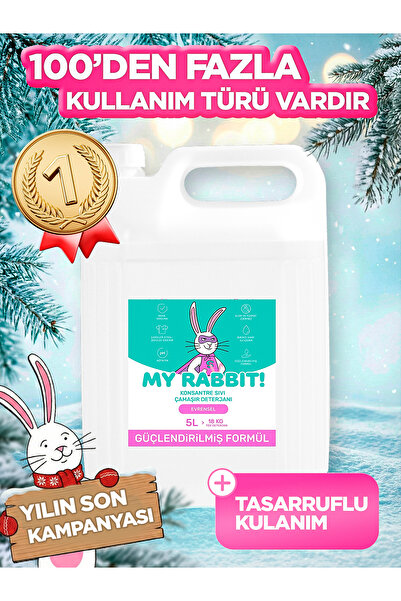 My Rabbit! Sıvı Çamaşır Deterjanı Leke Çıkartıcı Konsantre Formül, Derin Temizlik Uzun Süreli Ferahlık 5 Litre