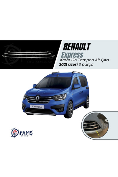 Leonacs Fams Otomotiv Renault Express Krom Ön Tampon Alt Çıta 3 Parça 2021> P...