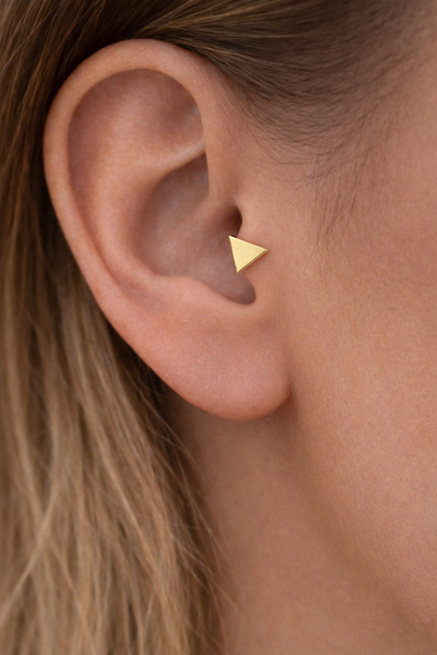 Miliva حلق تراجوس ذهبي مضاد للحساسية من الفولاذ المقاوم للصدأ |   حلق تراجوس ...