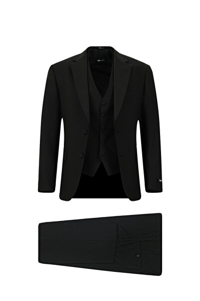 Kiğılı 4 Drop Relaxed Fit Rahat Kesim Mono Yaka Yelekli Smokin & Damatlık