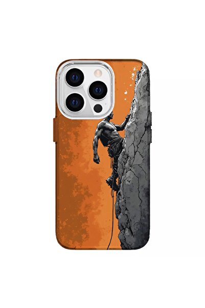 Turkuaz iPhone 14 Pro Compatible Mountaineer Design Luxury Silicone Case