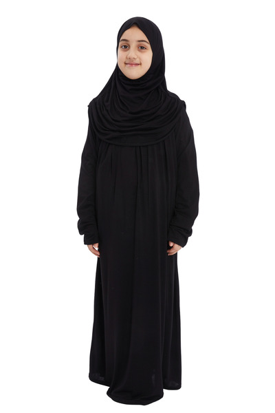 Altobeh Практична еднокомпонентна рокля за молитва от органичен материал за момиче - черна