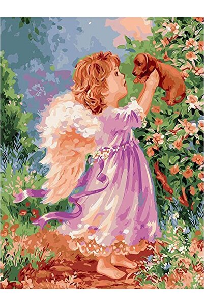 wombhobby Sevecen Melek Sayılarla Boyama Seti(40x50 Cm Tuval Şasesine Gerili)