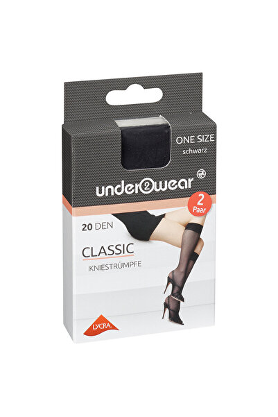 Underwear Thin Below Knee Socks 15 Den, Black, Classic, Standard 2 Pairs, Sta...