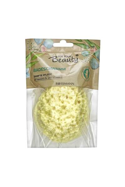 FOR YOUR BEAUTY اسفنجة حمام بزيت اللوز الأصفر وفيتامين E