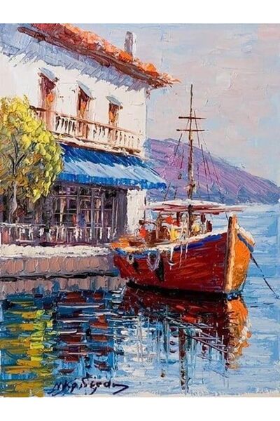 wombhobby Ege Kasabası Sayılarla Boyama Seti 40x 50 Cm (TUVALE GERİLİ)