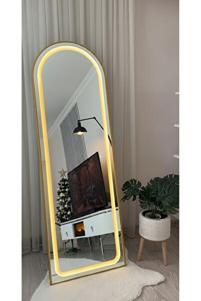 EsenHome DECOR Gold Çerçeveli Günışığı Ledli Oval Boy Aynası 60x180 cm