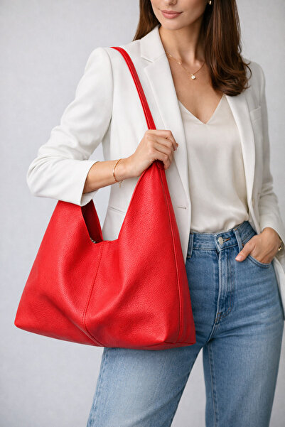 HBS Minimal Clamshell Natural Leather Inner Lining Shoulder Bag Shoulder Bag