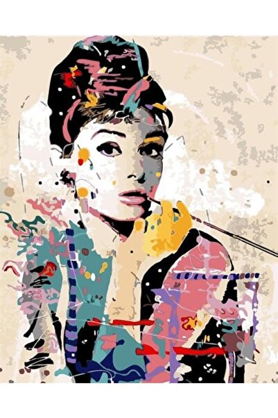 wombhobby Audrey Hepburn Sayılarla Boyama Seti 40x50 Cm Çerçeveli (Kasnağa ) ...