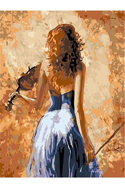 wombhobby Keman Çalan Kız 2 Sayılarla Boyama Seti 50x65 Cm Çerçeveli (Kasnağa...