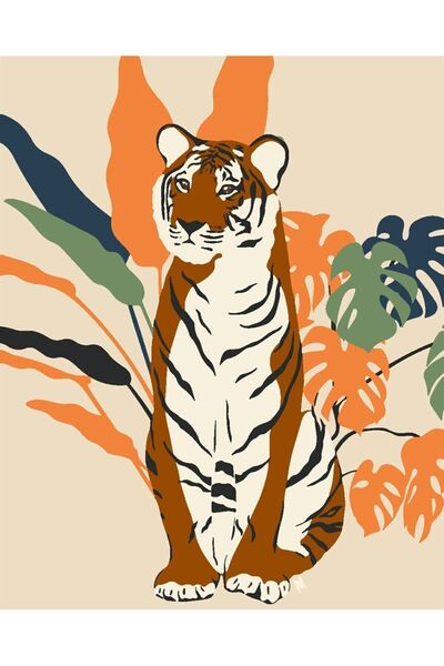 wombhobby Kaplan Çocuklar Için Sayılarla Boyama Seti 30x40 Cm Çerçeveli (Kasn...