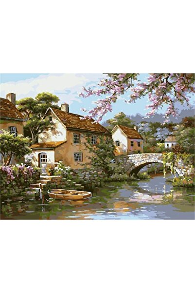 wombhobby Taş Köprü 2 Sayılarla Boyama Seti 40x50 Çerçeveli (Kasnağa ) Gerili