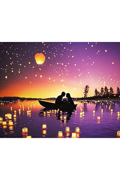 wombhobby Nehir Ve Ay Sayılarla Boyama Seti 40x50 Çerçeveli (Kasnağa ) Gerili