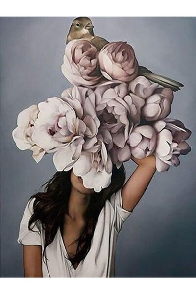 wombhobby Çiçeklenmek Ve Serçe Sayılarla Boyama Seti 40x 50 Cm ( Tuval Şasesi...