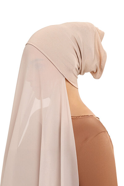 Altobeh Hazır Pratik Lüks Boru Boneli Şifon Şal Kum Beji