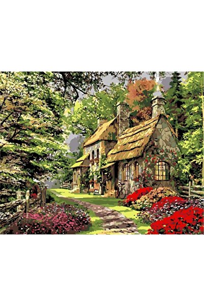 wombhobby Ormandaki Ev Sayılarla Boyama Seti 60x75 Cm Çerçeveli (Kasnağa ) Ge...