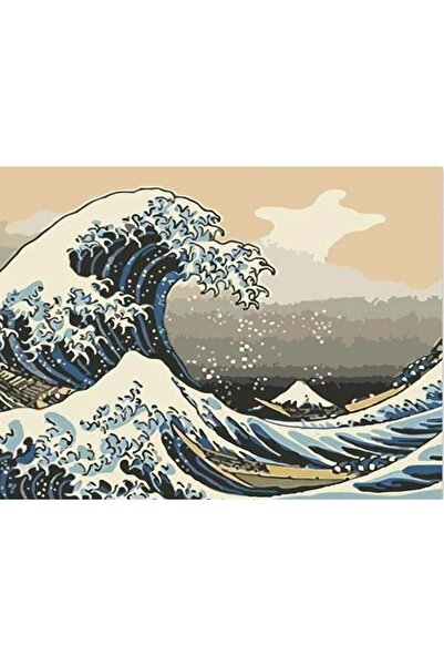 wombhobby Kanawaga Dalgası Sayılarla Boyama Seti(40x50 Cm Tuval Şasesine Gerili)