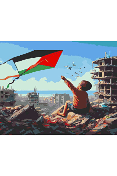 wombhobby Filistinde Özgürlük Sayılarla Boyama Seti 60x75 Cm Çerçeveli (Kasna...