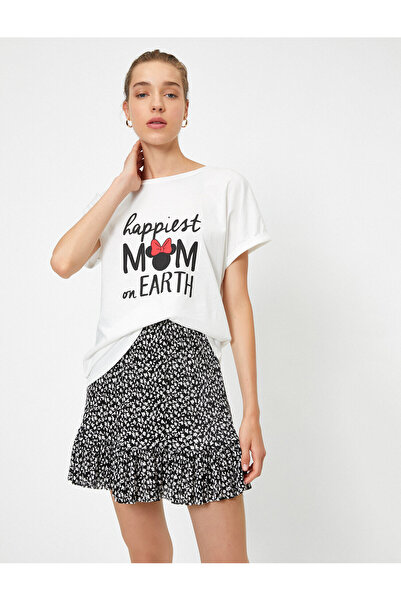 Koton Βαμβακερό κοντομάνικο μπλουζάκι με στάμπα