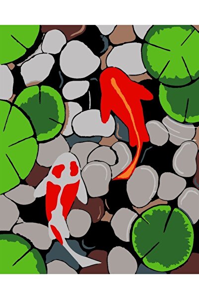 wombhobby Koi Balığı Minimalist Sayılarla Boyama Seti 30x40 Cm Çerçeveli (Kas...