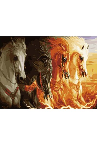 wombhobby Mahşerin Dört Atlısı Sayılarla Boyama Seti 40x50 Çerçeveli (Kasnağa...